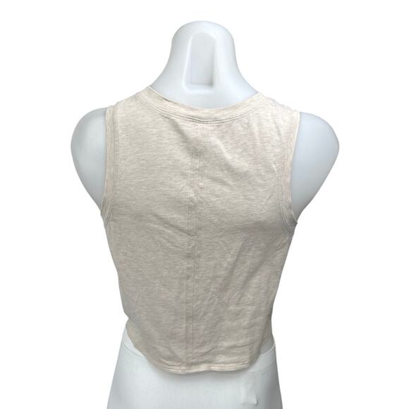 Lululemon Time to Restore Cream Knit Sleeveless Tie Wrap Knot Crop Tank Top Sz 4 - Picture 2 of 3